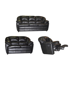 Black Leather Sofa, Loveseat, and Rocker/ Recliner