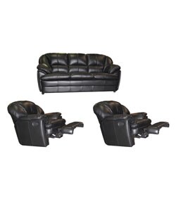 Black Leather Sofa and 2 Reclining Rocking Chairs