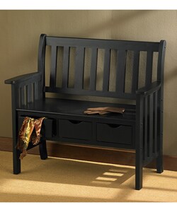 Black 3-drawer Country Bench