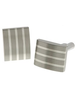 Men's Titanium and Silver Inlay Cuff Links