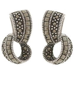 Sterling Silver Marcasite Double Loop Earrings