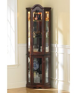 Mahogany Lighted Curio Cabinet