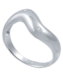 Sterling Silver Curve Ring with Gem Set Diamond