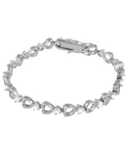 Sterling Silver CZ Heart Link Bracelet