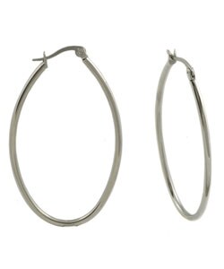 Stainless Steel Oval Hoop Earrings
