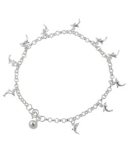 Sterling Silver Dolphin and Jingle Balls Anklet