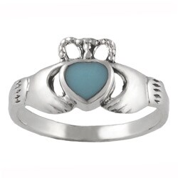 Sterling Silver Turquoise Claddagh Ring