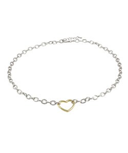 Sterling Silver 18k Gold Heart Necklace