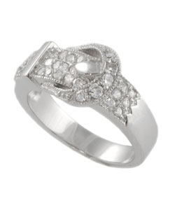 Sterling Silver Belt Buckle CZ Fashion Ring
