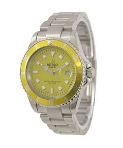 Helbros Men's Yellow Lime Dial Steel Watch