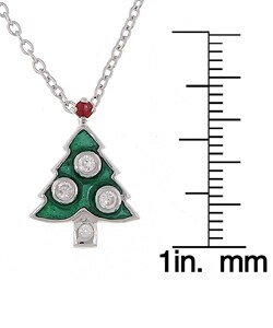 Sterling Essentials Sterling Silver 16-inch Christmas Tree Charm Necklace