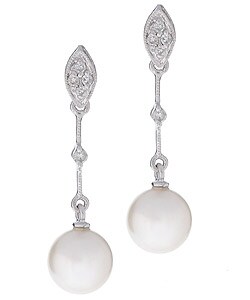 14k Gold Akoya Cultured Pearl Diamond Earrings