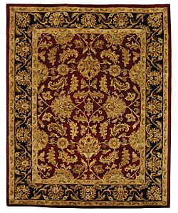 Handmade Heritage Kashan Burgundy/ Black Wool Rug (8'3 x 11')