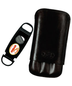 Cuban Crafters Sienna Cigar Case and Cigar Cutter