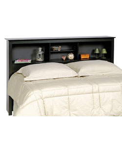 Broadway Black Queen-size Bookshelf Headboard