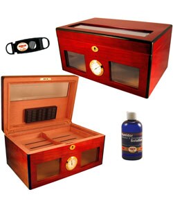Bravo Glass-top Cherrywood Exterior Humidor Set