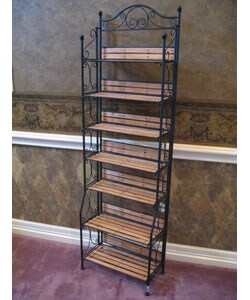 Wrought Iron and Wood Storage Shelf