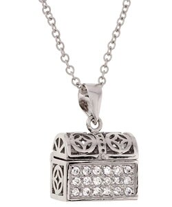 Sterling Silver CZ Chinese Prayer Box Necklace
