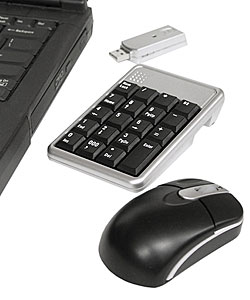 Wireless Optical Mouse and Laptop Numeric Keypad