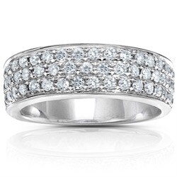 14k White Gold 3/4ct TDW Diamond Pave Band (H-I, I1-I2)