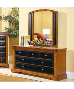 Black & Cherry Children's Dresser & Mirror Set