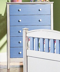 Blanca White and Blue 5-drawer Chest