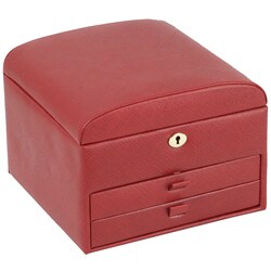 Genuine Leather Red Traveler Jewelry Case