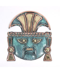 Handcrafted Peruvian Warrior God Copper Mask (Pack of 4)