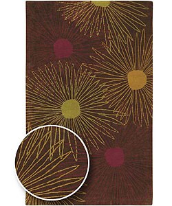 Hand-tufted Fireworks Brown Wool Rug (5' x 8')