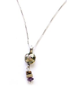 Petite Roman Glass Necklace with Gemstones (Israel)
