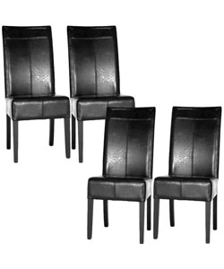 Dark Brown By-cast Leather Dining Chairs (Set of 4)