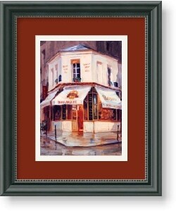 George Botich Bake Shop in the Rain Framed Art Print