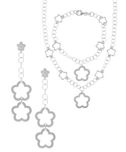 Sterling Silver Necklace Bracelet Earring Set