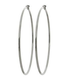 14k White Gold Large Hoop Earrings