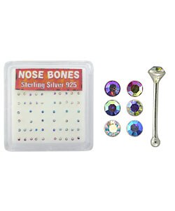 Sterling Silver Assorted Nose Bones  (Set of 52)