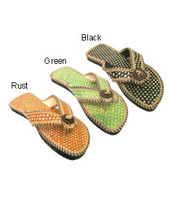 Journee Collection Bamboo Series Button Flip-flops