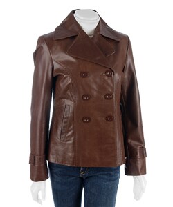 NY10018 Women's Double Breasted Leather Jacket