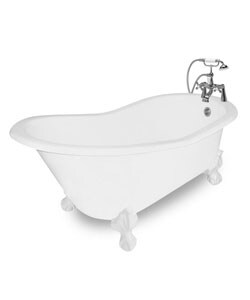 Wintess White Clawfoot Cast Iron Bathtub Package