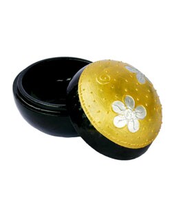 Handmade Black Lacquer Gold Decorative Sphere Box