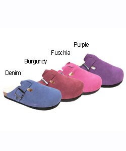 BearPaw Colored Suede and Shearling Clogs