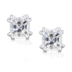 14k Gold 5/8ct TDW Asscher Diamond Stud Earrings (H-I, SI1-SI2)