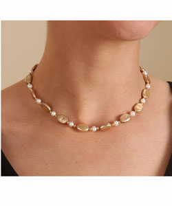 14k Gold and Coin Pearl Necklace (5-5.5 mm)