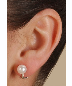 14k White Gold Cultured Akoya Pearl Earrrings