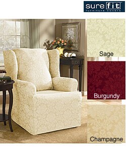 Sure Fit Normandy Damask Wing Chair Slipcover