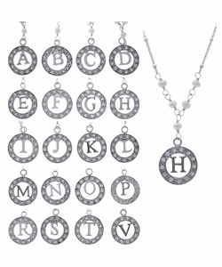 Dainty CZ and Pearl Initial Pendant Necklace