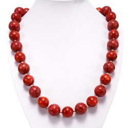 Silver Beaded Red Coral Necklace