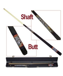 White Wolf-motif Hardwood Pool Cue w/ Case