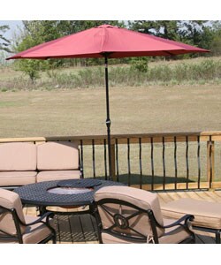 Red Crank and Tilt 10-foot Outdoor Umbrella