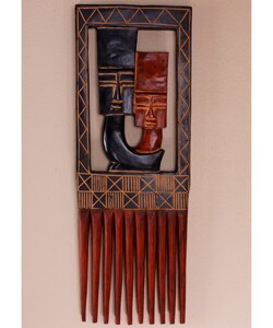 Hand-carved Fanti Mother and Child Comb (Ghana)