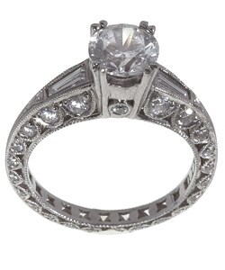 Tacori Platinum CZ Center 7/8ct TDW Diamond Ring (G, VS)